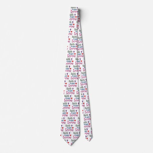 Faith Hope Love Cross Heart Stropdas (Voorkant)