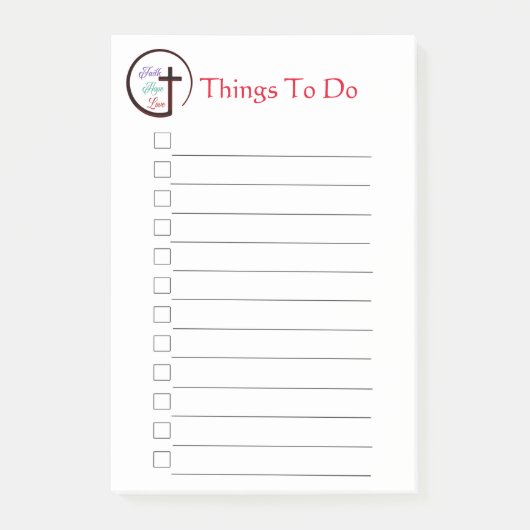 Faith Hope Love Cross Post-it Notes (Voorkant)