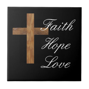 Faith Hope Love Cross Tegeltje