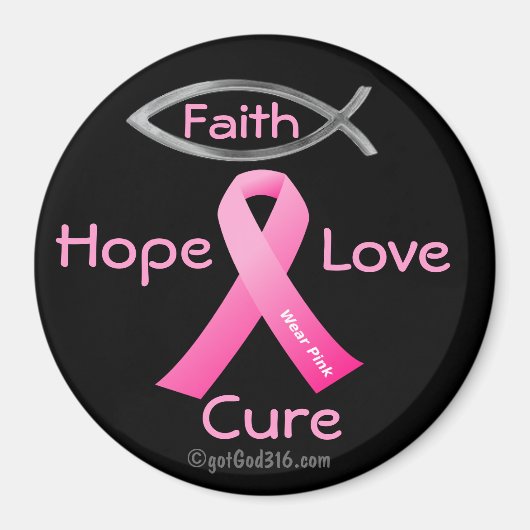 Faith Hope Love Cure gotGod316.com Roze Lint Magneet (Voorkant)