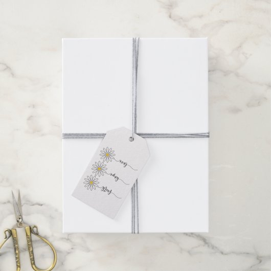 Faith Hope Love Daisies Cadeaulabel (Met Touw)