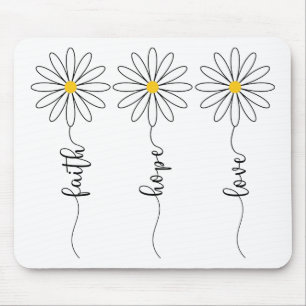 Faith Hope Love Daisies Muismat