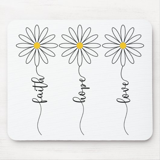 Faith Hope Love Daisies Muismat (Voorkant)