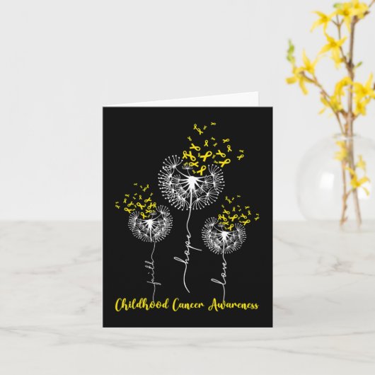 Faith Hope Love Dandelion Childhood Cancer Awarene Kaart (Gele Bloem)