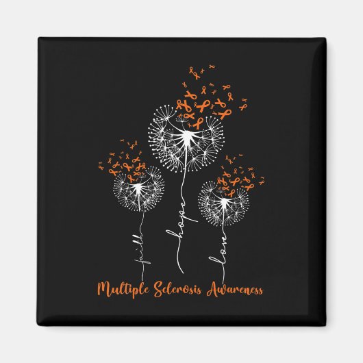 Faith Hope Love Dandelion Multiple Sclerosis Aware Magneet (Voorkant)