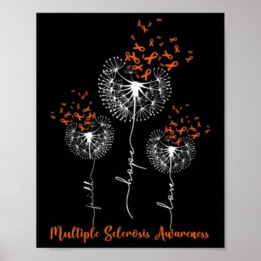 Faith Hope Love Dandelion Multiple Sclerosis Aware Poster (Voorkant)