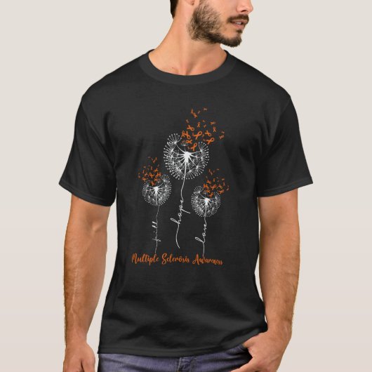 Faith Hope Love Dandelion Multiple Sclerosis Aware T-shirt (Voorkant)
