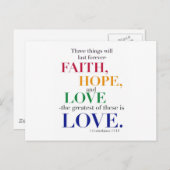 Faith, Hope, Love, de grootste van deze is Love. Briefkaart (Voorkant / Achterkant)