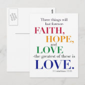 Faith, Hope, Love, de grootste van deze is Love. Briefkaart (Voorkant / Achterkant)