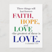 Faith, Hope, Love, de grootste van deze is Love. Briefkaart (Voorkant)