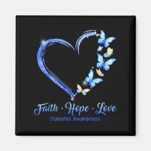 Faith Hope Love Diabetes Awareness Blue Butterfly Magneet