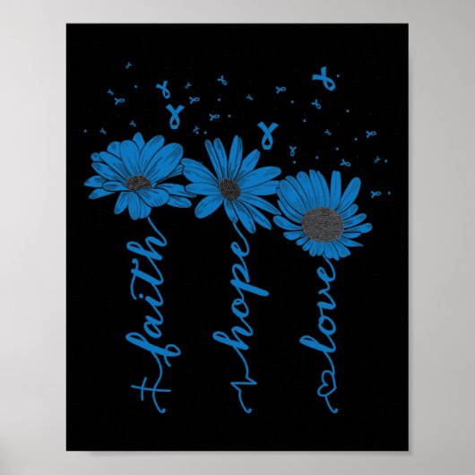 Faith Hope Love Diabetes Awareness Month Blue Ribb Poster (Voorkant)