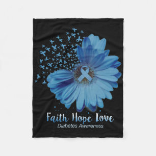 Faith Hope Love Diabetes Awareness Sunflower Fleece Deken