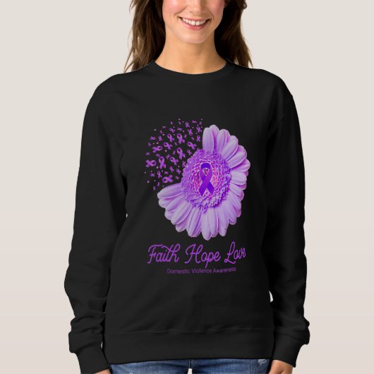 Faith Hope Love Domestic Violence Awareness Flower Trui (Voorkant)