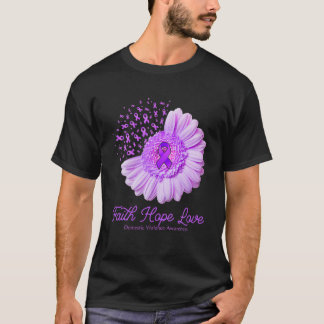 Faith Hope Love Domestic Violent Awareness Flower T-shirt