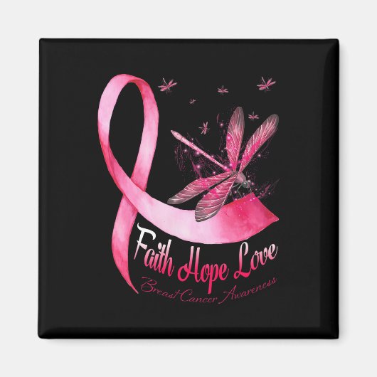 Faith Hope Love Draairy Breast Cancer Awareness Magneet (Voorkant)