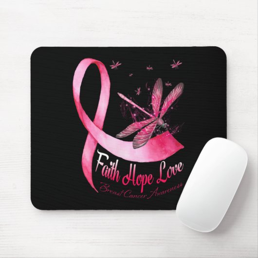 Faith Hope Love Draairy Breast Cancer Awareness Muismat (Met muis)