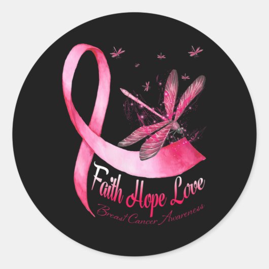 Faith Hope Love Draairy Breast Cancer Awareness Ronde Sticker (Voorkant)