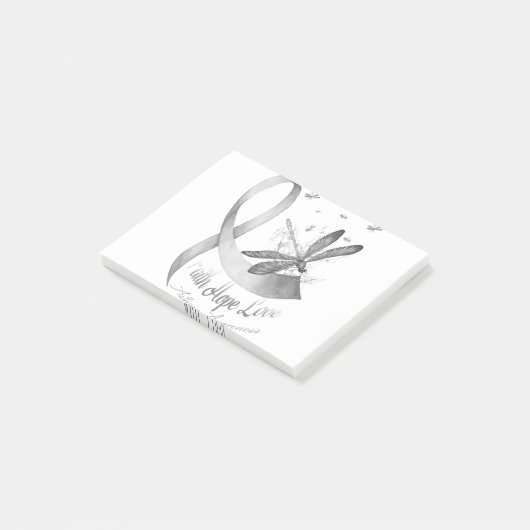 Faith Hope Love Dragonfly Grey Asthma Awareness Post-it® Notes (Schuin)