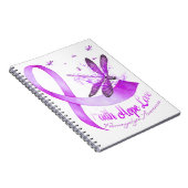 Faith Hope Love Dragonfly Paars Ribbon Fibromyalg Notitieboek (Rechterzijde)