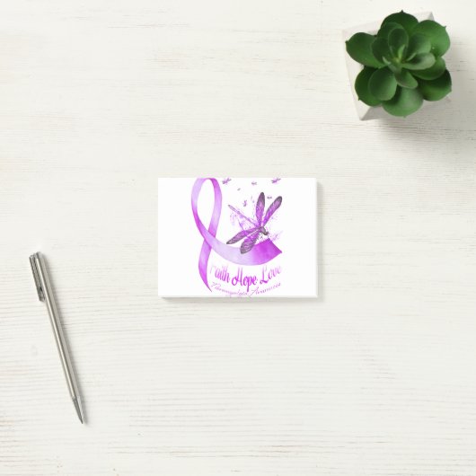 Faith Hope Love Dragonfly Paars Ribbon Fibromyalg Post-it® Notes (Kantoor)