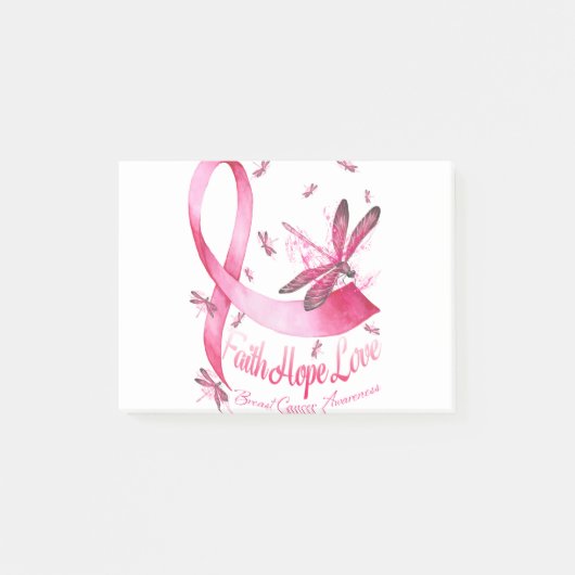 Faith Hope Love Dragonfly Pink Ribbon Breast Post-it® Notes (Voorkant)