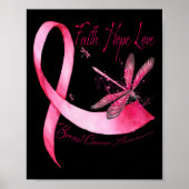 Faith Hope Love Dragonfly roze Ribbon Breast Cance Poster (Voorkant)