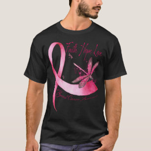 Faith Hope Love Dragonfly roze Ribbon Breast Cance T-shirt