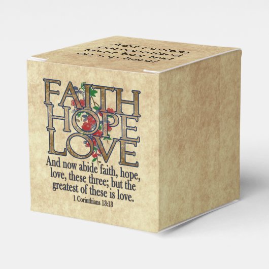 Faith Hope Love Elegant Bible Scripting Christelij Bedankdoosjes (Voorkant Zijde)