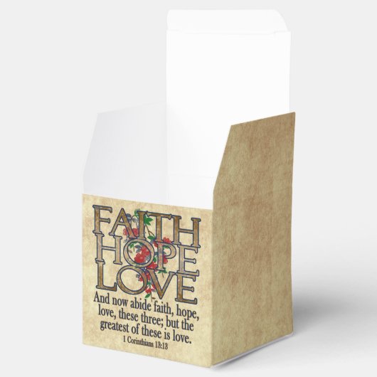 Faith Hope Love Elegant Bible Scripting Christelij Bedankdoosjes (Geopend)