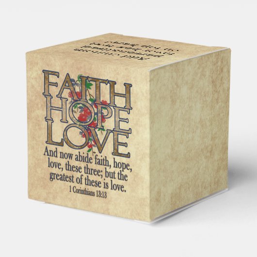 Faith Hope Love Elegant Bible Scripting Christelij Bedankdoosjes (Achterkant)