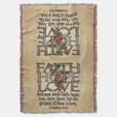 Faith Hope Love Elegant Bible Scripting Christelij Deken (Voorkant Verticaal)