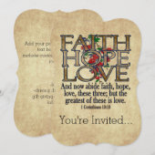 Faith Hope Love Elegant Bible Scripting Christelij Kaart (Voorkant / Achterkant)