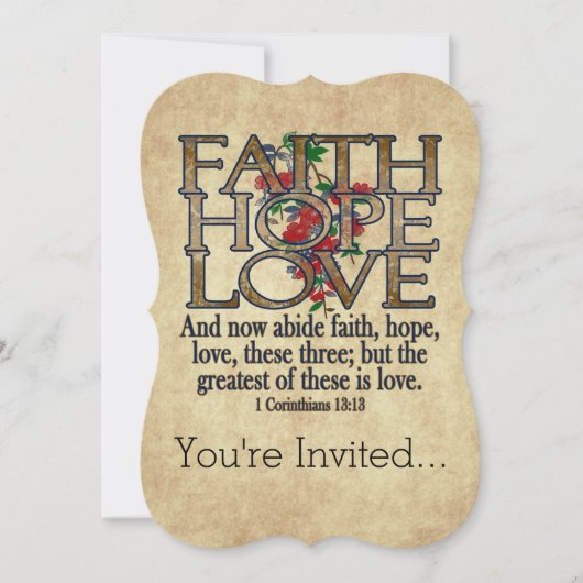 Faith Hope Love Elegant Bible Scripting Christelij Kaart (Voorkant)