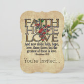 Faith Hope Love Elegant Bible Scripting Christelij Kaart (Staand voorkant)