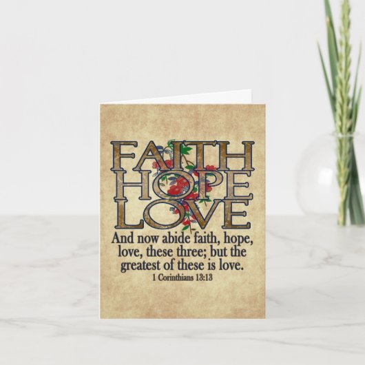 Faith Hope Love Elegant Bible Scripting Christelij Kaart (Voorkant)