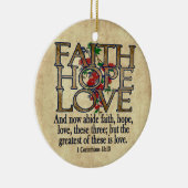 Faith Hope Love Elegant Bible Scripting Christelij Keramisch Ornament (Rechts)