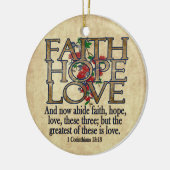 Faith Hope Love Elegant Bible Scripting Christelij Keramisch Ornament (Links)