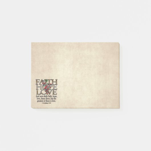 Faith Hope Love Elegant Bible Scripting Christelij Post-it® Notes (Voorkant)