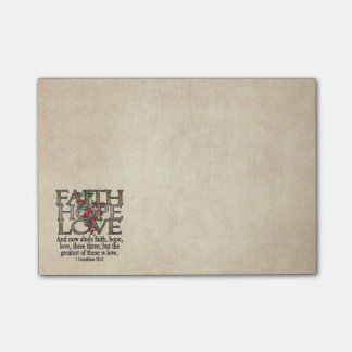 Faith Hope Love Elegant Bible Scripting Christelij Post-it® Notes