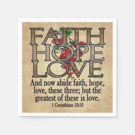 Faith Hope Love Elegant Bible Scripting Christelij Servet (Voorkant)