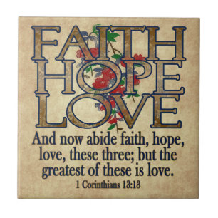 Faith Hope Love Elegant Bible Scripting Christelij Tegeltje