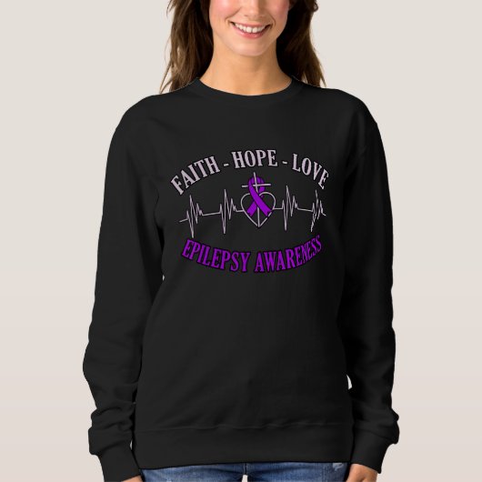 Faith Hope Love Epilepsy Awareness Month Purple Gr Trui (Voorkant)