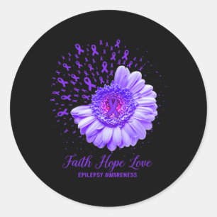 Faith Hope Love Epilepsy Awareness Survivor Fighte Ronde Sticker