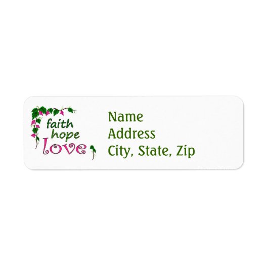 Faith Hope Love Etiket (Voorkant)