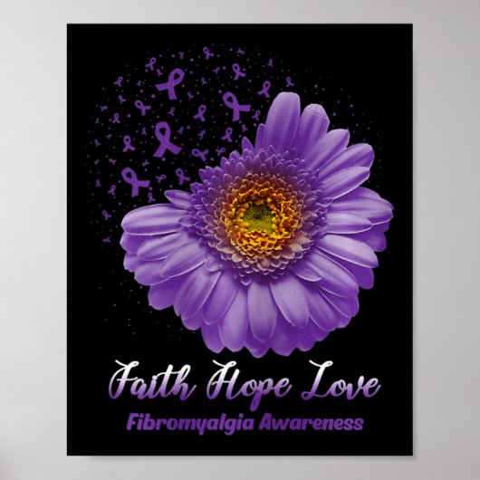 Faith Hope Love Fibromyalgia Awareness Flower Be S Poster (Voorkant)