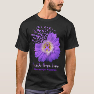 Faith Hope Love Fibromyalgia Awareness Paarse Ribb T-shirt