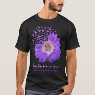 Faith Hope Love Fibromyalgia Awareness Paarse Ribb T-shirt