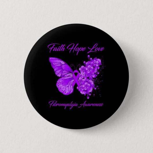 Faith Hope Love Fibromyalgia Awareness Ronde Button 5,7 Cm (Voorkant)