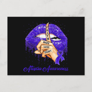 Faith Hope Love Fight Blue Ribbon Ataxia Awareness Briefkaart